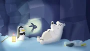 Selbst ein m&auml;rchenhaftes Schattenspiel von Pinguin Lissy kann den Eisb&auml;ren Grumpel nicht richtig erm&uuml;den. Er ist zwar total ersch&ouml;pft, aber der letzte Kick zum endg&uuml;ltigen Einschlafen gelingt ihm doch nicht.