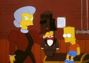 Belle (li.) engagiert Bart (re.) als Conf&eacute;rencier.