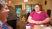 Holly, fiance, and her mom in kitchen.