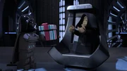 Darth Vadar and Emperor Palpatine in LEGO STAR WARS HOLIDAY SPECIAL exclusively on Disney+.