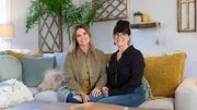 Leslie Davis, left, and her twin sister Lyndsay Lamb, right, pose in front of a house they remodeled in Snohomish, Washington as seen on Unsellable Houses (After). Leslie Davis, left, and her twin sister Lyndsay Lamb, right, pose in front of a house they remodeled in Snohomish, Washington as seen on Unsellable Houses (After).