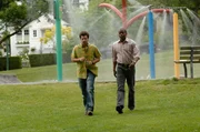 PSYCH -- "Rob A Bye Baby" -- Pictured: (l-r) James Roday as Shawn Spencer, Dule Hill as Burton "Gus" Guster -- USA Network Photo: Alan Zenuk