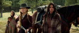 L - R: Xavier Horsechief (Little Bear), Q''Orianka Kilcher (Elk Woman), Rosalee Quaid (Rosamund Pike), Tanaya Beatty (Living Woman)