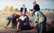 Enie van de Meiklokjes und Raimund Wünsche bei der Bildbegehung zu "Die Ährenleserinnen" von Jean-Francois Millet. Enie van de Meiklokjes und Raimund Wünsche bei der Bildbegehung zu "Die Ährenleserinnen" von Jean-Francois Millet.