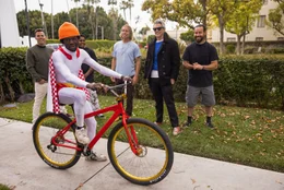 Steve-O, Eric Manaka, Jasper, Dave England, Johnny Knoxville, and Chris Pontius in jackass forever from Paramount Pictures and MTV Entertainment Studios.