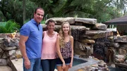 John Belsito, Brenda Belsito and Sophia Belsito in front of their new pool.