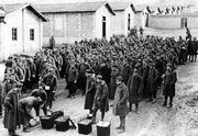 The Nazi propaganda picture shows soldiers captured by the Italian Army in a military prison on the Greek-Albanian front. The photo was taken in April 1941. The Nazi propaganda picture shows soldiers captured by the Italian Army in a military prison on the Greek-Albanian front. The photo was taken in April 1941.