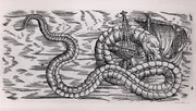 CHT223735 A Giant Sea Serpent (engraving) (b/w photo) by French School; Bibliotheque Nationale, Paris, France; Archives Charmet; French, out of copyright.