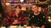 Portrait of Molly Yeh and her husband Nick eating Kung Pao Chicken, Pork Soup Dumplings, Chinese Smashed Cucumber Salad, and Black Sesame Buche de Noel, as seen on Girl Meets Farm, Season 6. Portrait of Molly Yeh and her husband Nick eating Kung Pao Chicken, Pork Soup Dumplings, Chinese Smashed Cucumber Salad, and Black Sesame Buche de Noel, as seen on Girl Meets Farm, Season 6.