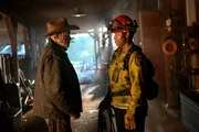 With the Chezem Valley fire blazing out of control, Bode and Audrey must find a way to save themselves; Manny risks his freedom for his missing daughter; and Eve tries to protect her father (Phil Morris) and their family's ranch. Series star Kevin Alejandro directed the episode. Pictured (L-R): Phil Morris as Elroy Edwards and Jules Latimer as Eve Edwards.