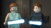 Obi-Wan Kenobi and Anakin Skywalker in LEGO STAR WARS HOLIDAY SPECIAL, exclusively on Disney+.