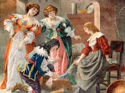 "Drei N&uuml;sse f&uuml;r Aschenbr&ouml;del/Aschenputtel": Auf viele Arten erz&auml;hlt wird die M&auml;r vom armen Kind, das von Stiefmutter und Schwestern in die K&uuml;che verbannt und dank eines verlorenen Schuhs zur Prinzessin wird. (Archivfoto, Farbdruck nach Zeichnung von Frederic Theodore Lix).