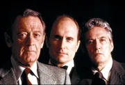 William Holden as Max Schumacher, Robert Duvall as Frank Hackett and Peter Finch as Howard Beale.