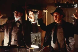L-R:  Professor Henry Jones (Sean Connery), Indiana Jones (Harrison Ford)