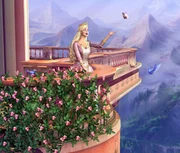 Anneliese genie&szlig;t den Tag auf ihrem prachtvollen Balkon.