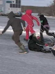 The sled race has begun.