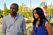 PSYCH -- "Juliet Takes a Luvvah" Episode 702 -- Pictured: (l-r) Dule Hill as Gus, Parminder Nagra as Rachael PSYCH -- "Juliet Takes a Luvvah" Episode 702 -- Pictured: (l-r) Dule Hill as Gus, Parminder Nagra as Rachael