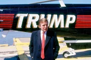 Donald Trump mit Helikopter, 22. M&auml;rz 1988.