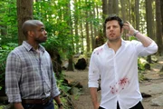 PSYCH -- "Right Turn or Left for Dead" Episode 708 -- Pictured: (l-r) Dule Hill as Gus Guster, James Roday as Shawn Spencer