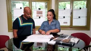 Egypt Sherrod and Curtis Stewart take part in a design meeting, as seen on Married to Real Estate, Season 3.
