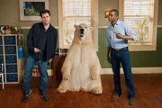 PSYCH -- "DEAD BEAR WALKING" Episode #5016 -- Pictured: (l-r) James Roday as Shawn Spencer, Polar Bear, Dule Hill as Gus Guster -- Photo by: Alan Zenuk/USA Network