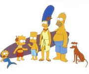 (11. Staffel) - Gemeinsam ist die Familie Simpson unschlagbar: Lisa (2.v.l.), Homer (2.v.r.), Bart (3.v.l.), Hund Knecht Ruprecht (r.) Marge (3.v.r.) und Maggie (l.).