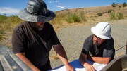 Casey Morgan & Jason Sanchez examine Lynx Creek map Casey Morgan & Jason Sanchez examine Lynx Creek map