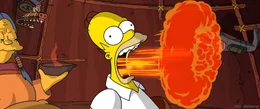 Einer Inuit-Frau (l.) gelingt es, Homer Simpson (r.) zu retteen mit einem offensichtlich feurigen Heilmittel ...