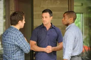 PSYCH &ndash; "Not Even Close...Encounters" &ndash; Pictured: (l-r) James Roday as Shawn Spencer, Freddie Prinze Jr as Dennis, Dule Hill as Gus Guster