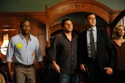 PSYCH -- 100 Clues -- Pictured: Dule Hill as Gus Guster, James Roday as Shawn Spencer, Timothy Omundson as Lassiter, Maggie Lawson as Juliet O'Hara