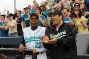 PSYCH -- "Dead Man's Curveball" Episode 606 -- Pictured: (l-r) Danny Glover as Mel Hornsby, James Roday as Shawn Spencer -- Photo by: Alan Zenuk/USA Network PSYCH -- "Dead Man's Curveball" Episode 606 -- Pictured: (l-r) Danny Glover as Mel Hornsby, James Roday as Shawn Spencer -- Photo by: Alan Zenuk/USA Network