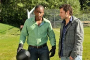 PSYCH -- "Thrill Seekers & Hell Raisers" Episode 4013 -- Pictured: (l-r) Dule Hill as Gus Guster, James Roday as Shawn Spencer.