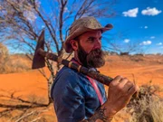 Fred Lewis, holding a pick Fred Lewis, holding a pick
