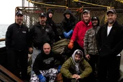 Time Bandit crew. (l-r) Captain Andy Hillstrand, Captain Johnathan Hillstrand, Eddie Uwekoolani Jr., Scott Hillstrand, Mike Fourtner, Neal Hillstrand, Travis Lofland. Foreground, left to right: Eddie Uwekoolani and Josh Harris.