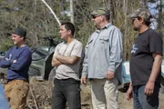 Bob Wright, Joe Zuray, Charlie Wright and James Roberts look on as a plan for the flood threat of the Yukon and Tanana River breakup is discussed.