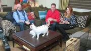Jackson Galaxy, Phil Sandy and the cat inside their home. Jackson Galaxy, Phil Sandy and the cat inside their home.