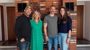 The homeowners with Dave and Jenny during the walkthrough, as seen on Fixer to Fabulous, Season 6.