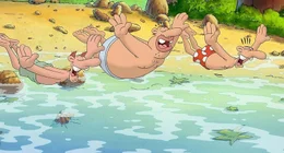 Am Ziel der Tr&auml;ume! Die M&auml;nner sind endlich am Strand angekommen und genie&szlig;en die Sonne und die W&auml;rme.