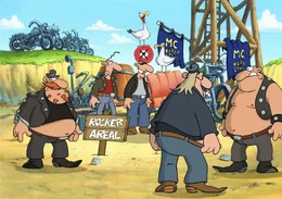Werner kommentiert die wilde Reise des Fu&szlig;balls durch die Caravan-Siedlung. Die macht auch vor dem Rocker Areal nicht Halt.
