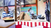 Willkommen im Woozle Goozle Kochstudio! Sim&oacute;n (li.) ist von Woozles Geheimso&szlig;e 3001 begeistert. Aber mit ihrem neuen Imbiss haben Woozle (re.) und Sim&oacute;n sich vielleicht ein bisschen &uuml;bernommen.