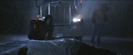 l-r: Claire Redfield (Kaya Scodelario), Trucker (Pat Thornton)