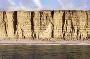 An den Klippen von West Bay in Südengland lässt sich die Entstehung von Sandstein am Grund des Ozeans nachvollziehen. An den Klippen von West Bay in Südengland lässt sich die Entstehung von Sandstein am Grund des Ozeans nachvollziehen.