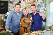 (v.l.n.r.) Jamie Oliver; Jodie Whittaker; Jimmy Doherty