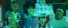 L-R: Fred, Honey Lemon, Hiro Hamada, GoGo Tomago, Wasabi.