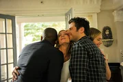 PSYCH -- "The Break-Up" Episode 810 -- Pictured: (l-r) Dule Hill as Gus Guster, Kirsten Nelson as Karen Vick, James Roday as Shawn Spencer, Maggie Lawson as Juliet O'Hara
