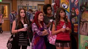 L-R: Jade West (Elizabeth Gillies), Cat Valentine (Ariana Grande), Beck Oliver (Avan Jogia), Trina Vega (Daniella Monet)