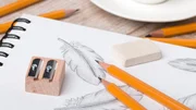 Close-up view of pencil sharpeners