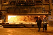 Casting ingots to make future airplane wings at Alcoa's Davenport facility.
