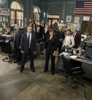 LAW & ORDER: SPECIAL VICTIMS UNIT -- Pictured: (front row: l-r) Richard Belzer as Det. Johon Munch, Christopher Meloni as Det. Elliot Stabler, Mariska Hargitay as Det. Olivia Benson, Adam Beach as Det. Chester Lake (back row: l-r) Tamara Tunie as Dr. Melinda Warner, B.D. Wong as Dr. George Huang Diane Neal as A.D.A. Casy Novak, Ice-T as Det. Odafin "Fin" Tutuola, Dann Florek as Capt. Donald Cragen -- NBC Photo:  Mitchell Haaseth