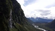 Drone shot of the creek going out into the Valdez Bay. Drone shot of the creek going out into the Valdez Bay.